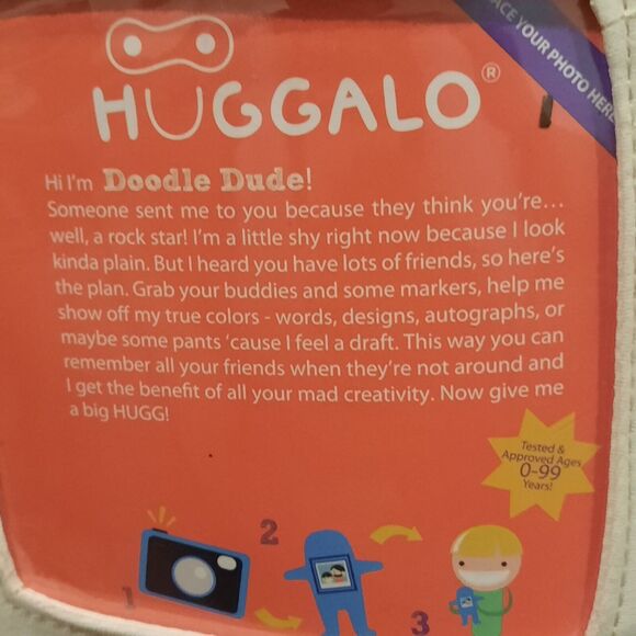Huggalo Doodle Dude With Picture Holder Plush Doll Brand New With Tags - Picture 3 of 10